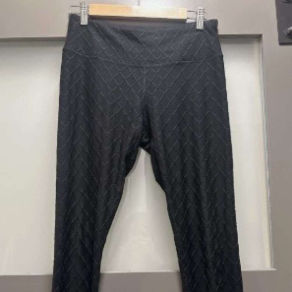 Black Diamond Pattern Stretch Knit Women's Ankle Leggings Regular Size medium
